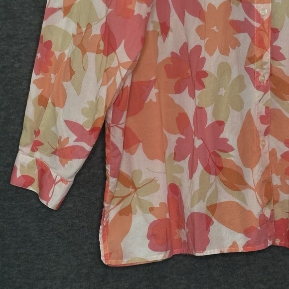 Liz Claiborne Woman 2X Blouse Button Front Floral Print 100% Cotton Long Sleeve - Picture 5 of 15